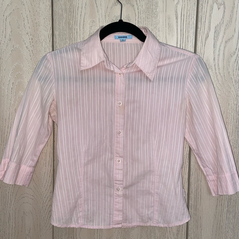 Baleno pink button down shirt crop quarter sleeves